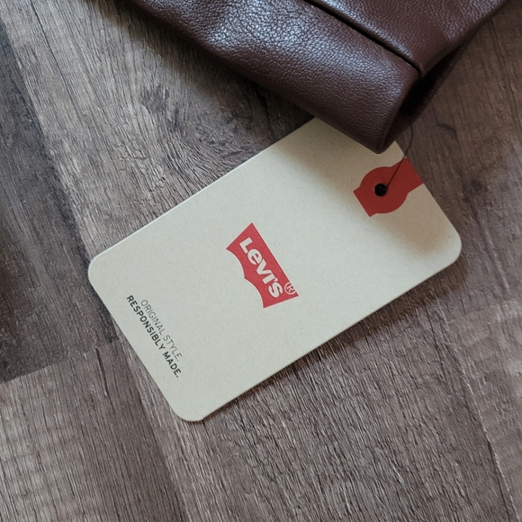 Faux Leather New Levi's Brown Jacket for Women Biker Style Size XXL - Picture 2 of 8